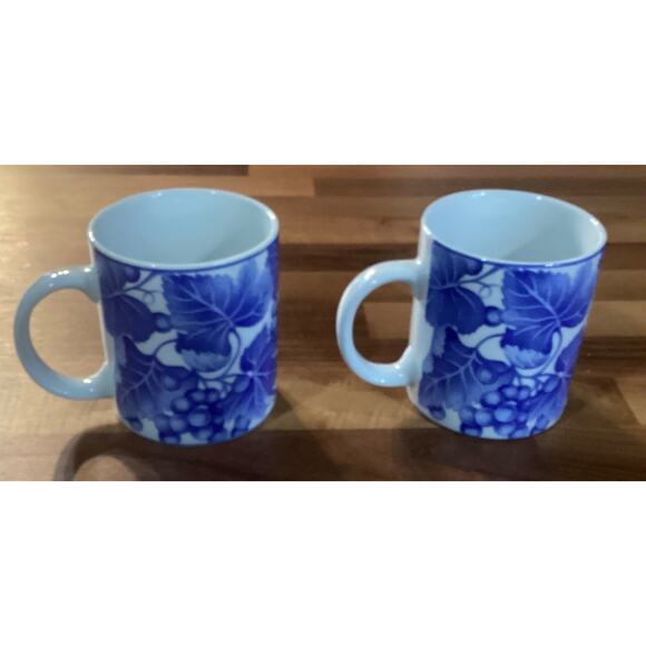 2 Vintage Omnibus By Fitz And Floyd Bordeaux Mug Coffee Cup 12 Oz Grapevine 1995 - Picture 3 of 10